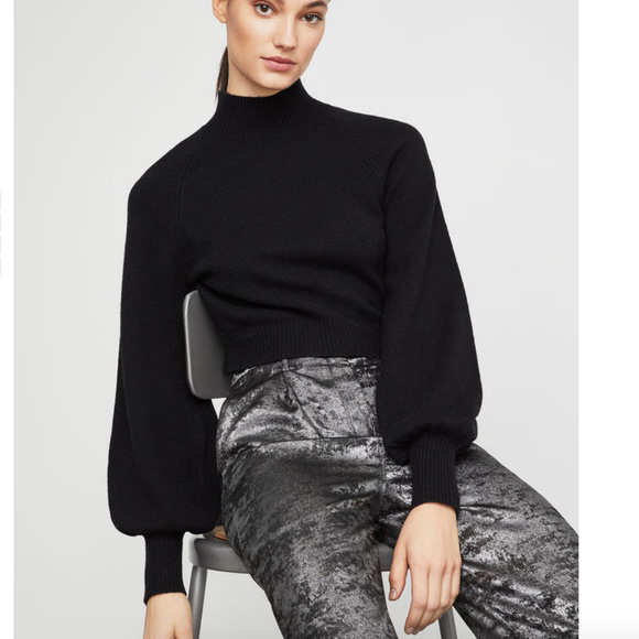BCBGMAXAZRIA Turtleneck Cropped Black Sweater - Picture 1 of 5